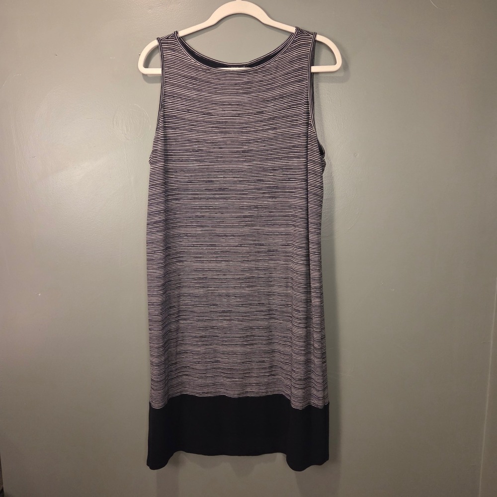 J. Jill Wearever Striped Tank Shift Dress Women's M Black White Jersey Knit